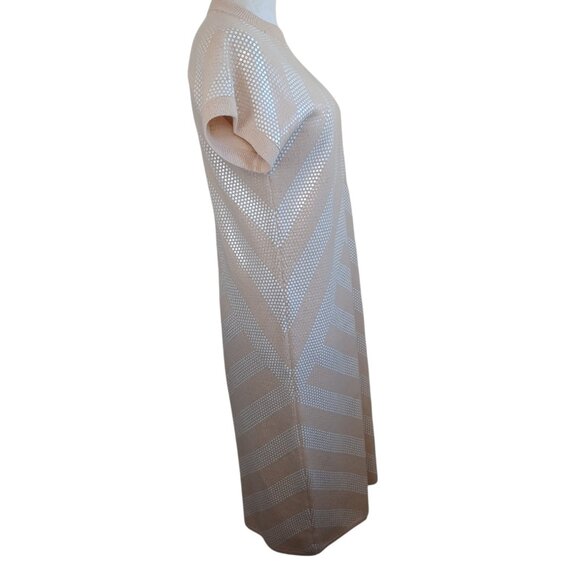 St John for Saks 5th Avenue Dress Tan White Paillette Detail Womens 10 - Picture 7 of 10